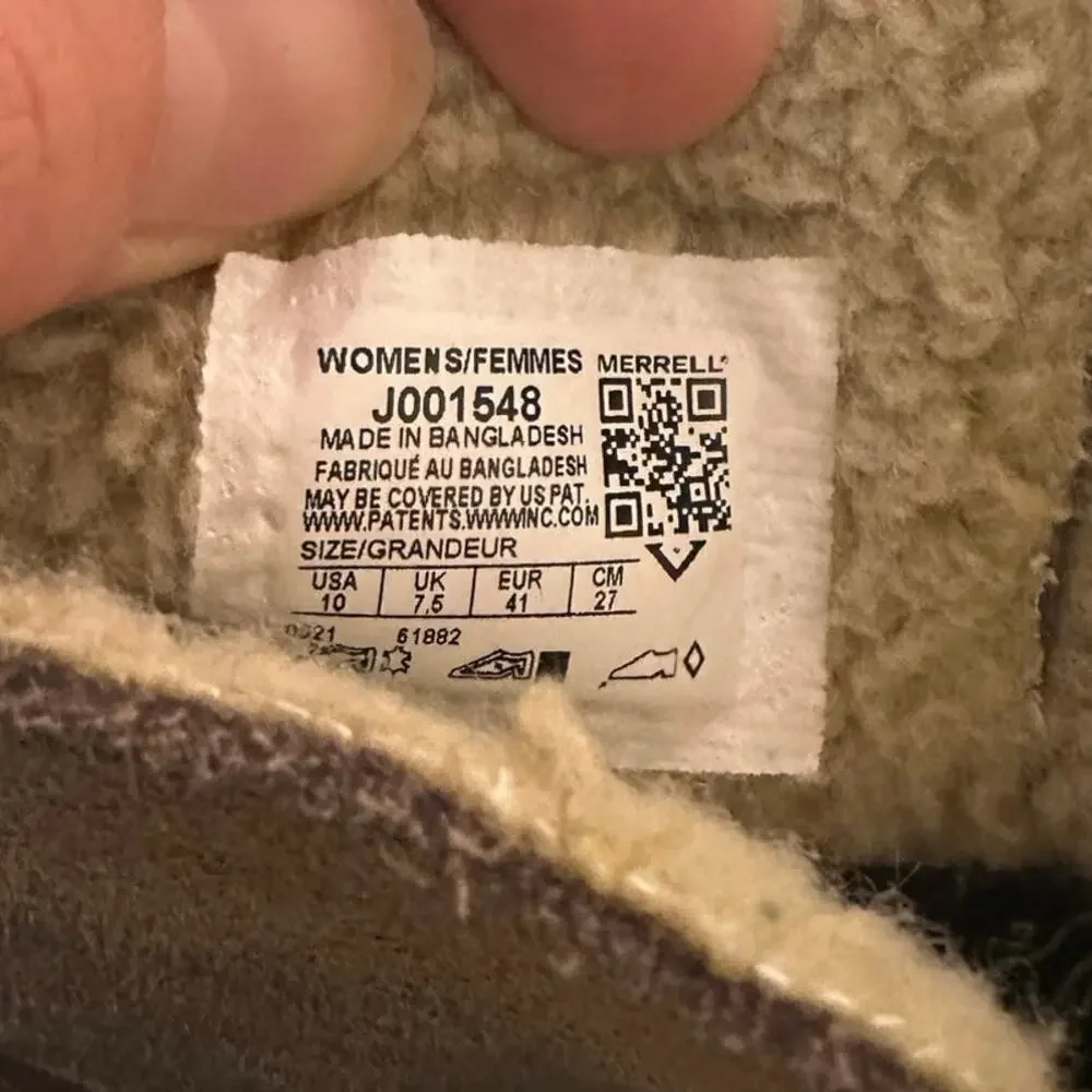 Merrell Women’s Juno Bluff‎ Polar Waterproof Snow Boots Size 10 Gray Tan Suede